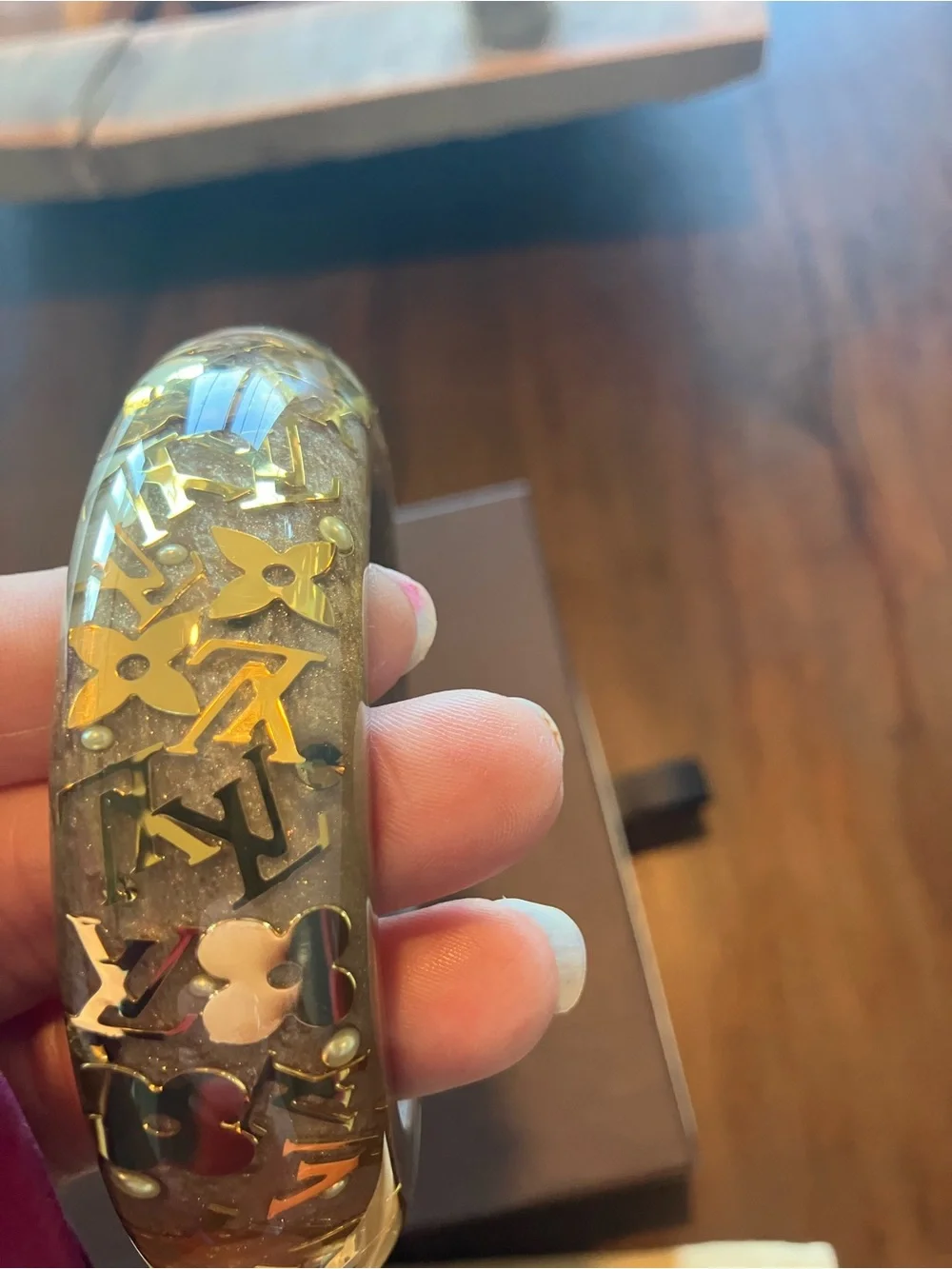Louis Vuitton inclusion Bangle with Gold Monogram Accents